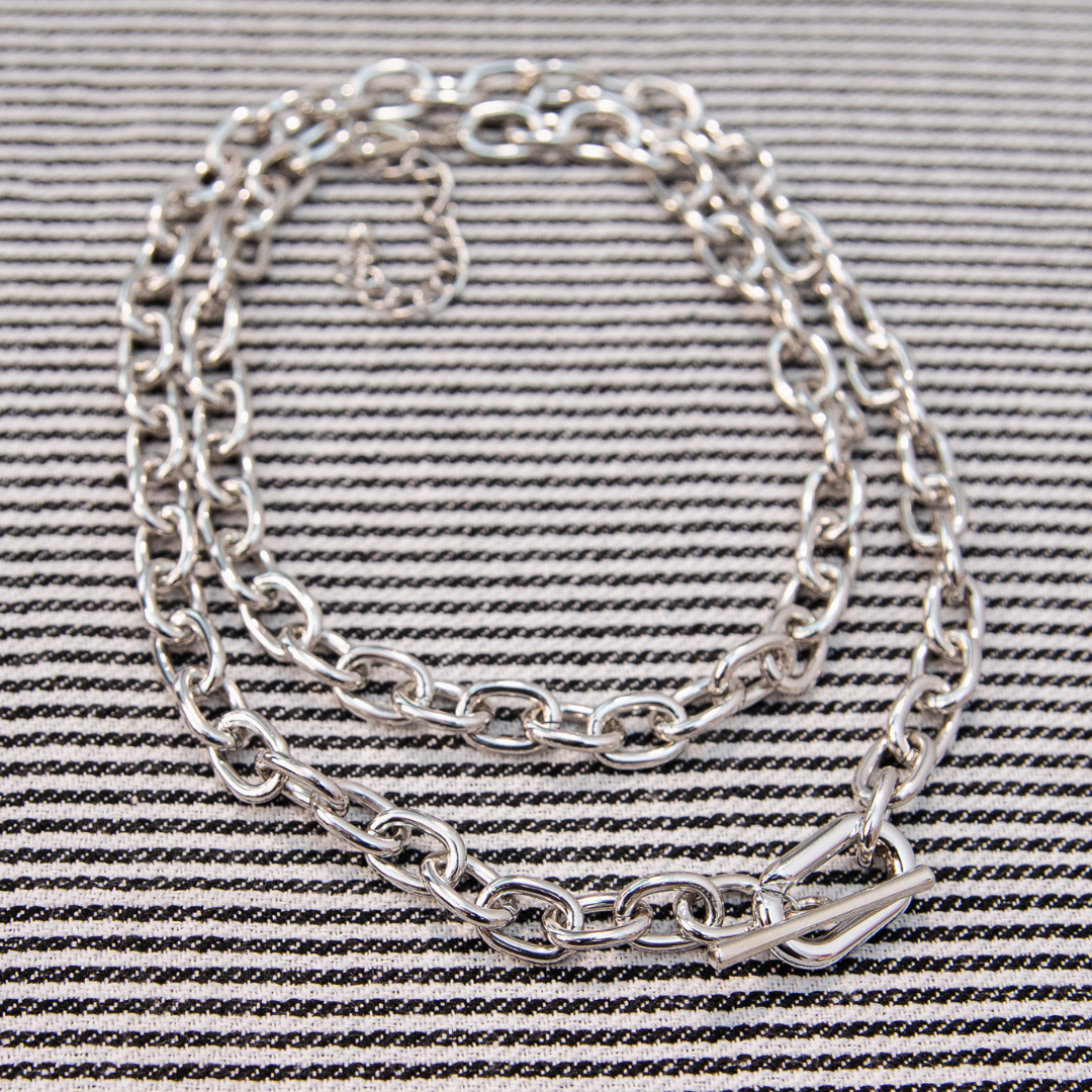 Key to Ambition double chain silver Necklace