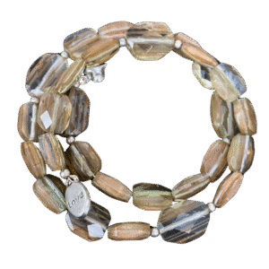 Earth Whisper brown quartz wire bracelet with charms