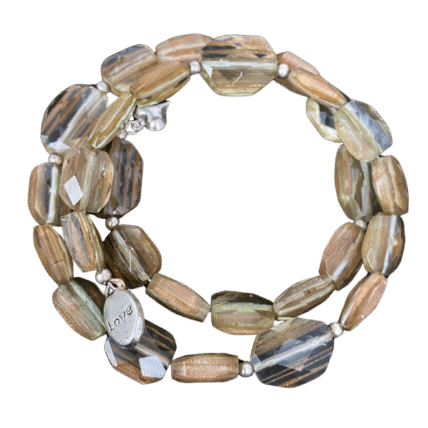 Earth Whisper brown quartz wire bracelet with charms