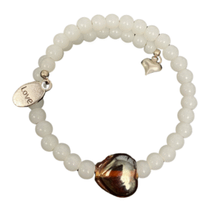 Ivory Moon white jade wire bracelet with charms