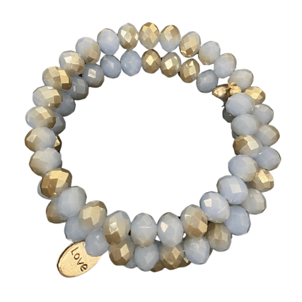 Cloud Serenade gray and light blue wire bracelet with charms