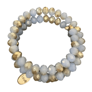 Cloud Serenade gray and light blue wire bracelet with charms