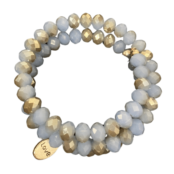 Cloud Serenade gray and light blue wire bracelet with charms