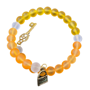 Amber Dune matte orange and yellow wire bracelet with charms