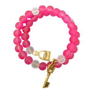 Fuchsia Rebel matte fucsia wire bracelet with charms