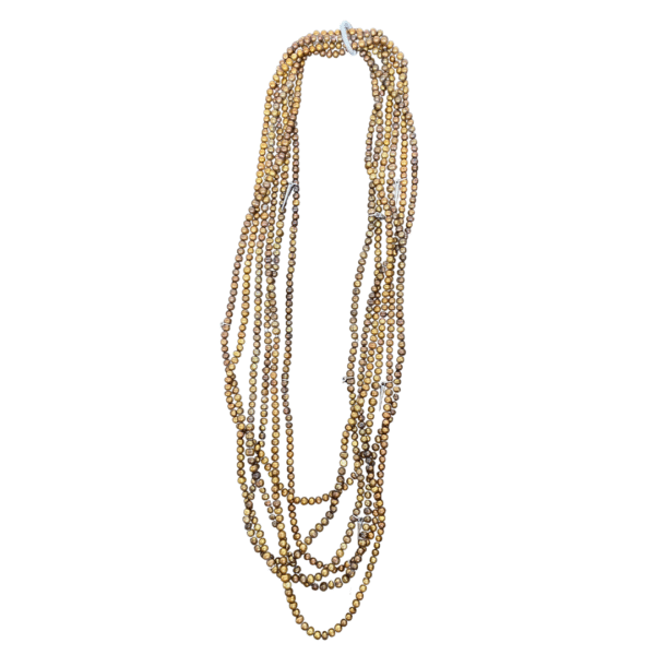 Desert Warrior stone bead multi layer necklace with silver spikes