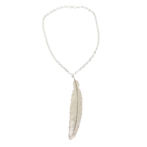 Silver Soar feather pendant silver chain necklace