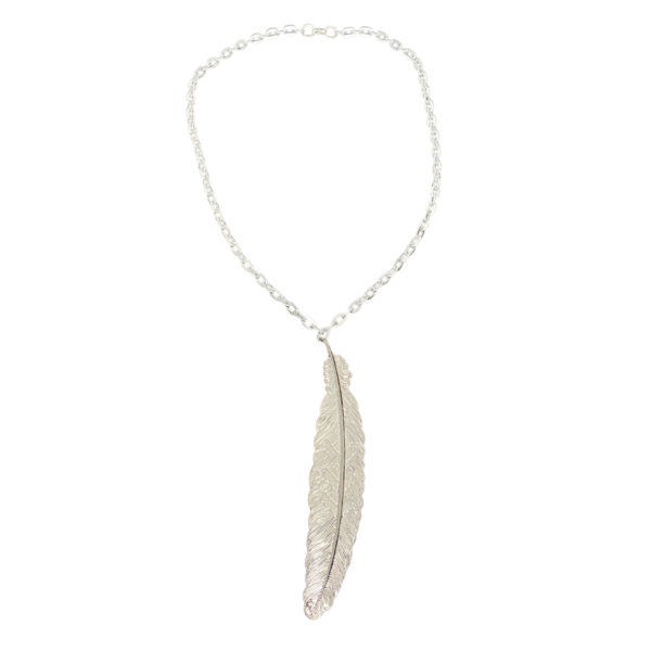 Silver Soar feather pendant silver chain necklace