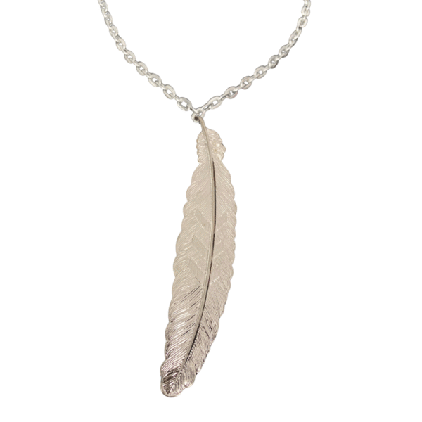 Silver Soar feather pendant silver chain necklace - Image 2
