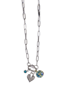 Promise Keeper silver charms and paper clip silver chain necklace