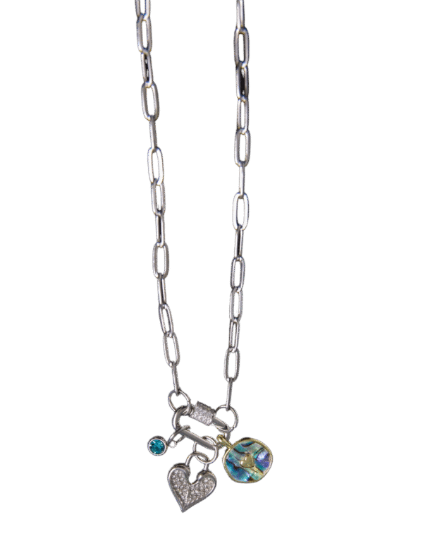 Promise Keeper silver charms and paper clip silver chain necklace