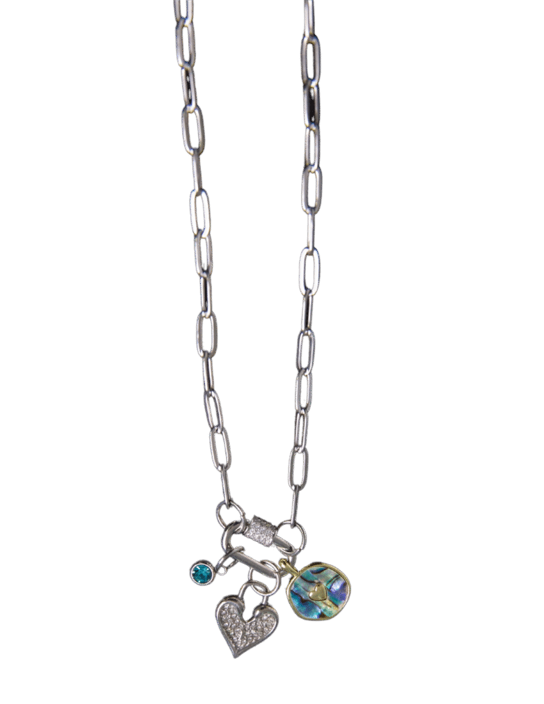 Promise Keeper silver charms and paper clip silver chain necklace