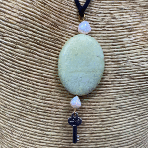 Jade Haven stone pearl and charm pendant adjustable necklace