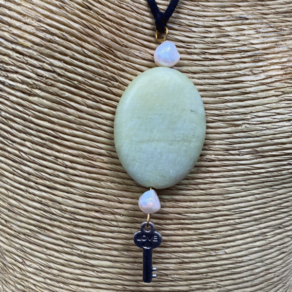 Jade Haven stone pearl and charm pendant adjustable necklace