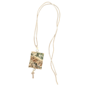 Terra Mystica marbled earth tones stone pearl and charm pendant adjustable necklace