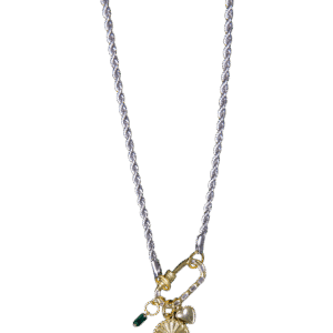 Sweetheart charm gold charms and silver rope chain necklace