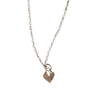 True affection silver charm and silver box clip chain necklace