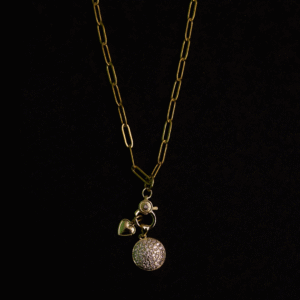 Endless Devotion gold charms and gold paper clip chain necklace