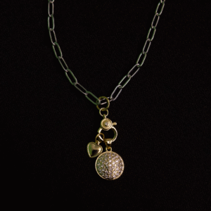 Endless Devotion gold charms and silver paper clip chain necklace