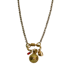 Sweetheart charm gold charms and silver rolo chain necklace