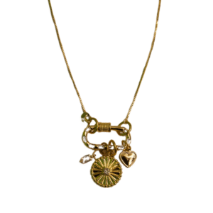 Sweetheart charm gold charms and gold cable chain necklace