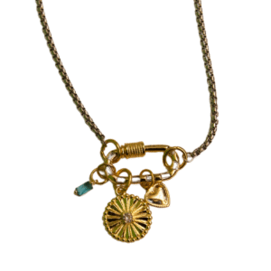 Sweetheart charm gold charms and silver box chain necklace