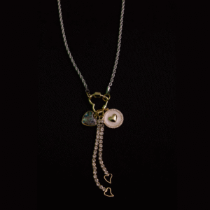 Locked in Love gold charms and silver rope chain necklace