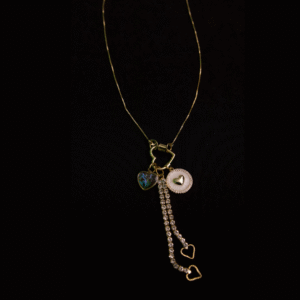 Locked in Love gold charms and gold cable chain necklace