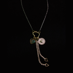 Locked in Love gold charms and silver box clip chain necklace