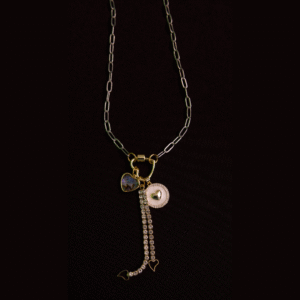 Locked in Love gold charms and silver paper clip chain necklace