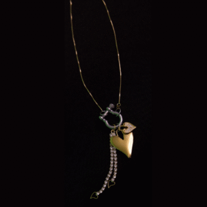 Radiant heart gold and silver charms and gold cable chain necklace