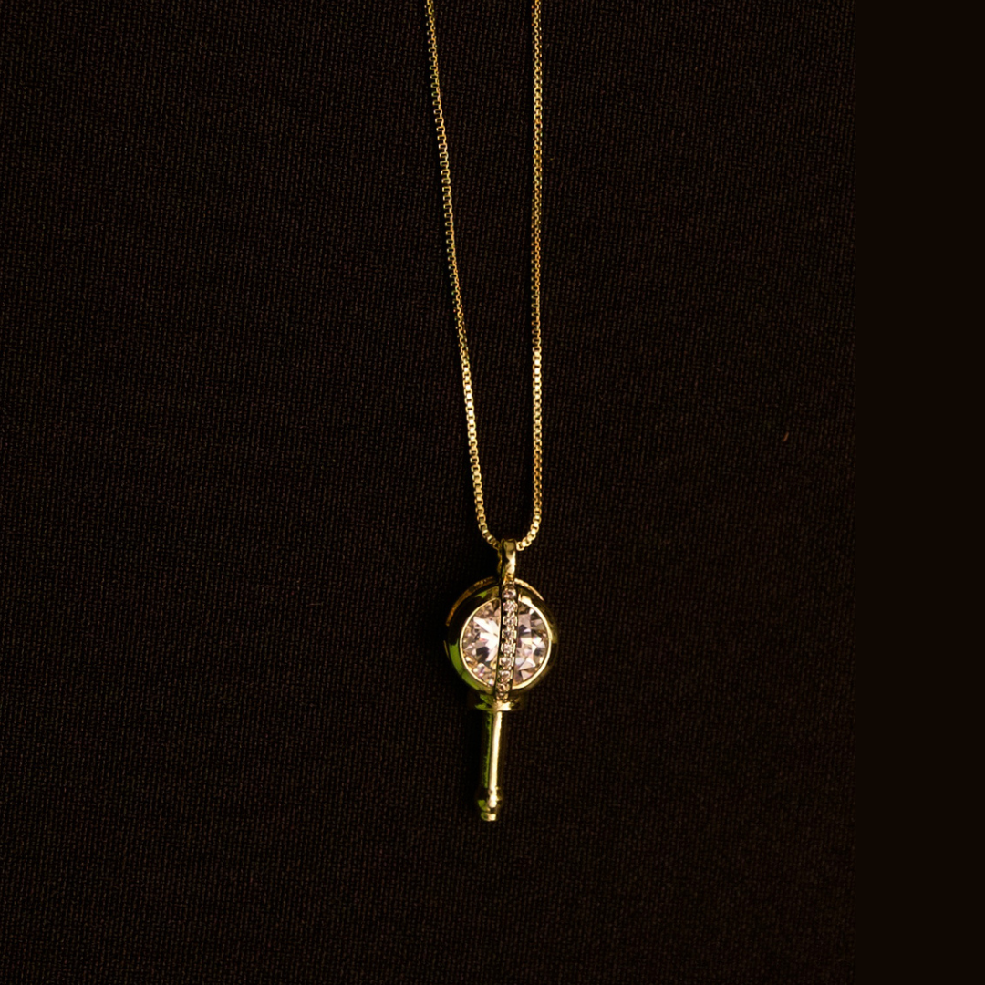 Sacred promise gold and crystal charm and gold cable chain necklace