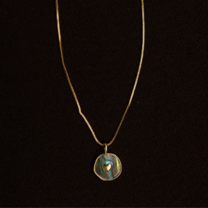Faithful heart gold charm and gold cable chain necklace