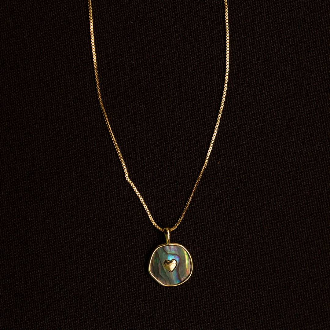 Faithful heart gold charm and gold cable chain necklace