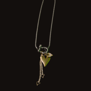 Radiant heart gold and silver charms and silver robe chain necklace