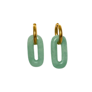 Green Aventurine gold hoop earrings