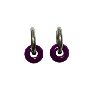 Purple Jade silver hoop earrings