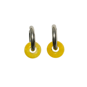 Yellow Jade silver hoop earrings