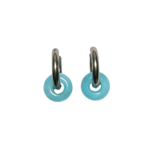 Aqua blue Jade silver hoop earrings
