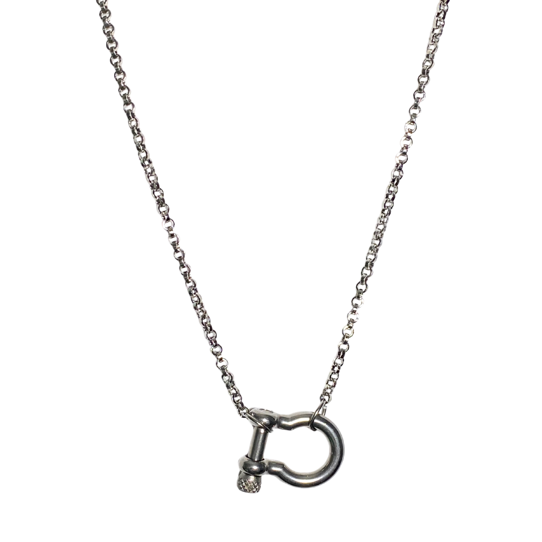 Forever bound silver link and silver rolo chain necklace