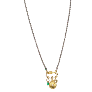 Sweetheart charm gold charms and silver rope chain necklace