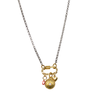 Sweetheart charm gold charms and silver rolo chain necklace
