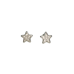 Silver star stud earrings with cubic zirconia crystals