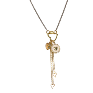 Locked in Love gold charms and silver rope chain necklace