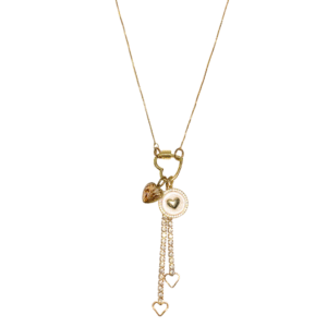 Locked in Love gold charms and gold cable chain necklace