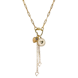 Locked in Love gold charms and gold paper clip chain necklace