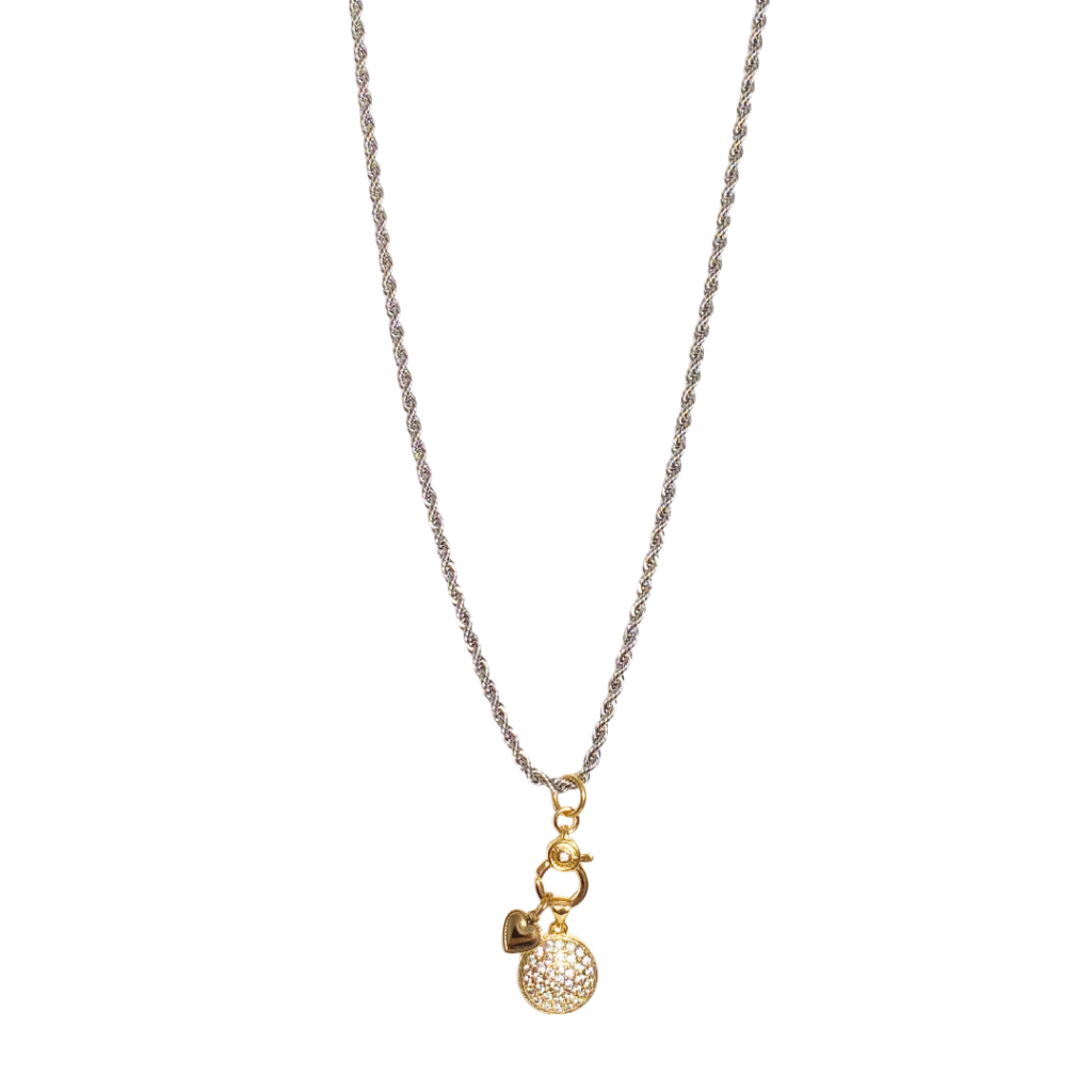 Endless Devotion gold charms and silver rope chain necklace