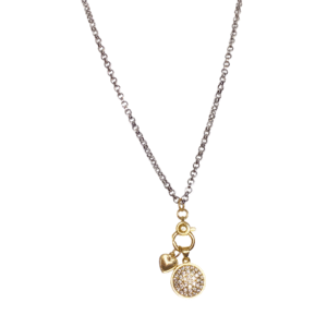 Endless Devotion gold charms and silver rolo chain necklace