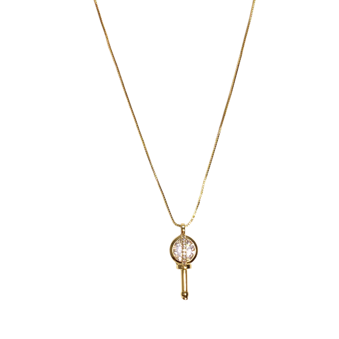 Sacred promise gold and crystal charm and gold cable chain necklace