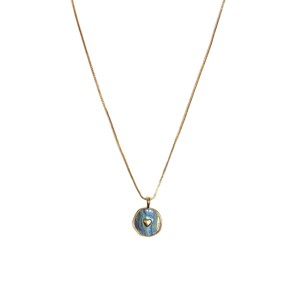 Faithful heart gold charm and gold cable chain necklace
